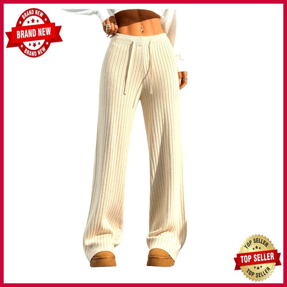 Wide Leg Sweatpants High Waisted Drawstring Lounge Yoga Workout Pants